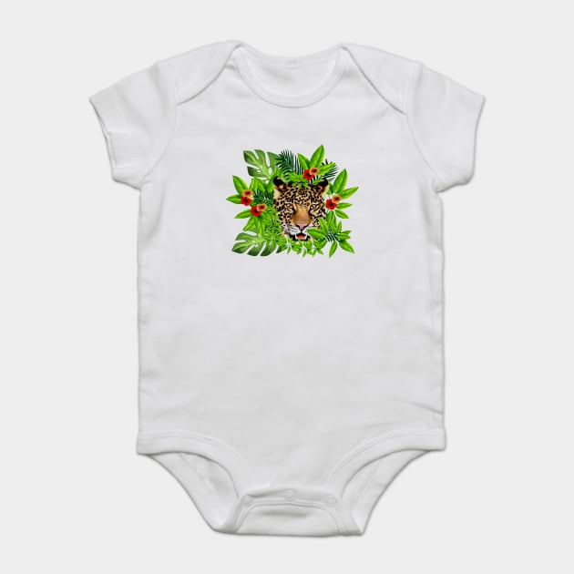 Leopard Face Tropical Baby Bodysuit by logiamerch